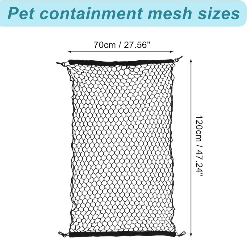 GLIDESMOOTH Dog Car Net Barrier, Hook Pet Divider - Black, 47.24"x27.56" - Image 2
